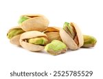 Heap of tasty pistachio nuts isolated on white