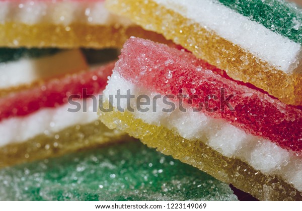 Heap Triangular Jelly Candy Macro Selective Stock Photo 1223149069 ...