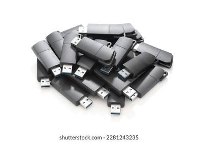 Heap of usb flash drive from above
