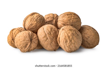 Heap of walnuts isolated on a white background - Shutterstock ID 2164581855