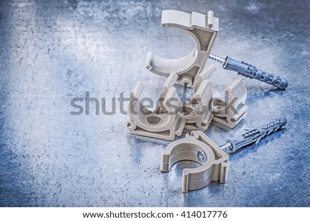 Image, Stock Photo metal plumber clamp in color background