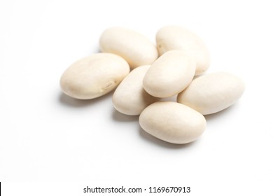 Heap Of White Beans Isolated On White Background