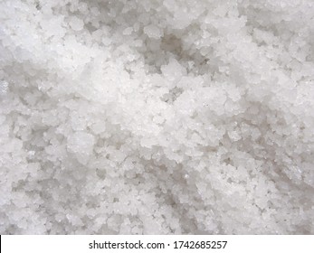Heap of white color Sea salt crystals 
