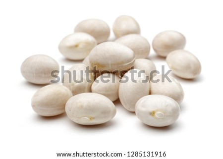 Heap of white dry beans isolated on white background