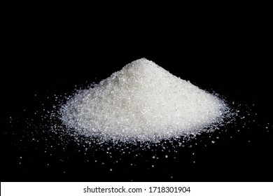 Heap Of White Sugar On A Black Background