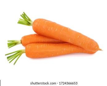Heap of whole fresh carrots isolated on white background.  - Shutterstock ID 1724366653