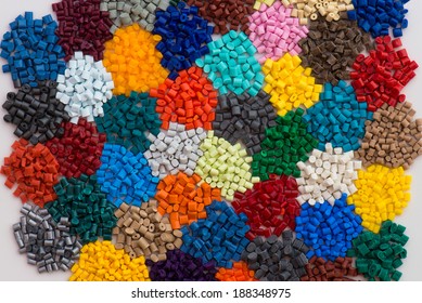 Heaps Of Dyed Plastic Polymer Resin