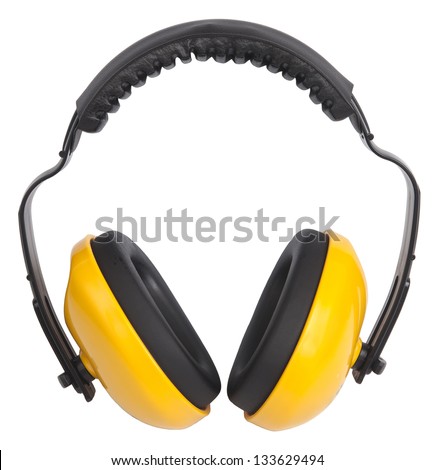 Hearing protection yellow ear muffs, with clipping paths