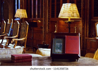 Hearst Castle In California. October 6th, 2016. Charles Dickens “A Christmas Carol” Old Edition. And Jack London’s “The Call Of The Wild” Old Edition.