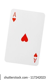 Heart Ace Of Playing Card On White Background