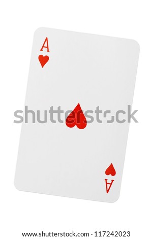 heart ace of playing card on white background