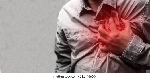 Heart Attack Concept. Man Suffering From Chest Pain, Health Care