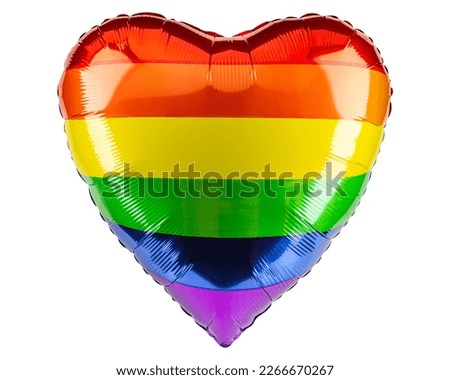 Heart Balloon. Rainbow color helium balloon. Rainbow flag symbol of love gays and lesbians LGBT, LGBTQ. Good for anniversary wedding, celebration birthday. Happy St. Valentine's day. Party Decoration
