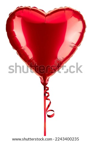 Heart Balloon. Red helium balloon.  Glossy, shiny with reflection foil balloon. Red color. Good for anniversary wedding, celebration birthday. Happy St. Valentine's day. Love symbol. Party Decoration 
