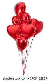 Heart Balloon. Set Of Red Foil Balloons On White Background. Banner Design.