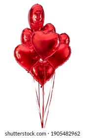 Heart Balloon. Set Of Red Foil Balloons On White Background. Banner Design.