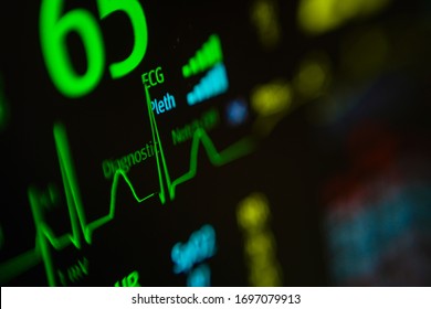 Heart Beat Rate Monitor,closeup View Of An Ecg Ekg Display