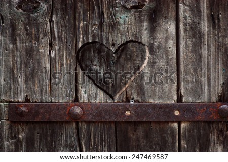 Similar – Image, Stock Photo Heart carved into metal