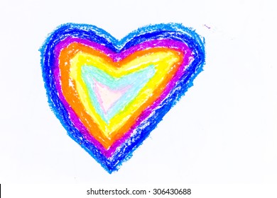 Heart Crayon On White Background