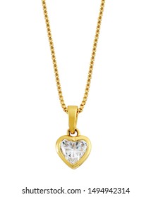 Heart Diamond Necklace Isolated On White Background