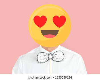 Heart Eyes Face Emoji Portrait On A Man