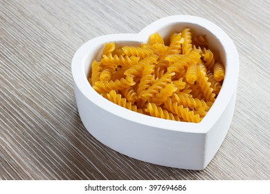 Heart Filled With Gluten Free Fusilli Pasta.