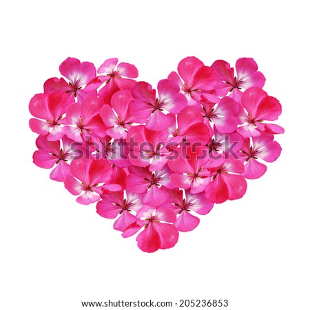 Heart with flowers isolated on white background