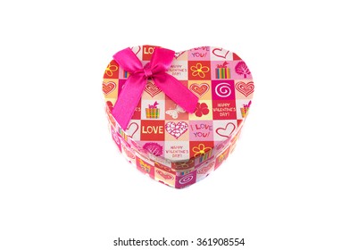 Heart gift box isolated on white background.