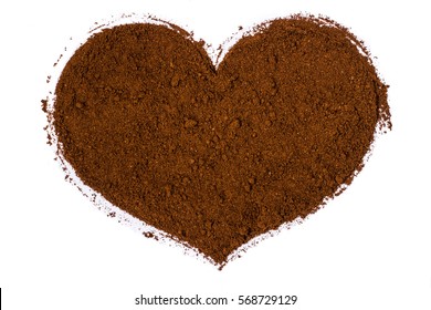 Heart of ground coffee on white background. - Powered by Shutterstock