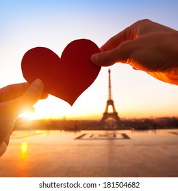 Heart In Hands, Loving Couple In Paris, France