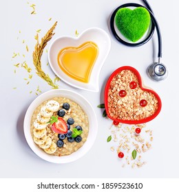 Heart Healthy Breakfast: Nutritious Oats and Healthy Rice Bran Oil  - Powered by Shutterstock