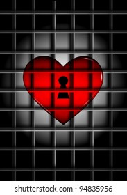 Heart With Key Hole Locked Behind Bars