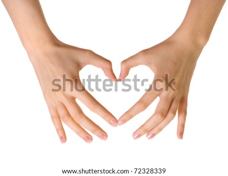 Heart made of hands isolated on white background