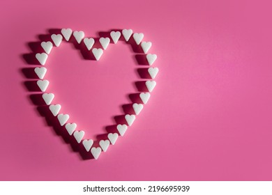 Heart Made Of Sugar Cube Hearts On Pink Background