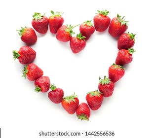 Heart made of sweet ripe strawberry on white background