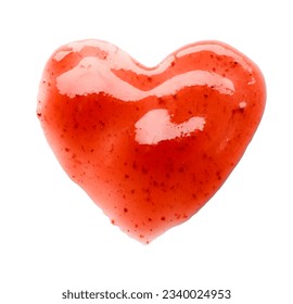 Heart made of sweet strawberry jam on white background