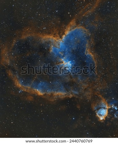 Heart Nebula

This picture was shot at 350mm focal length and it consists of 25 hours of exposure using a sulfur filter (red), hydrogen alpha filter (green) and oxygen filter (blue).