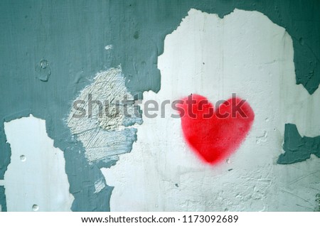 Similar – red heart sprayed on the house