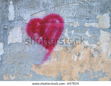 Similar – red heart sprayed on the house