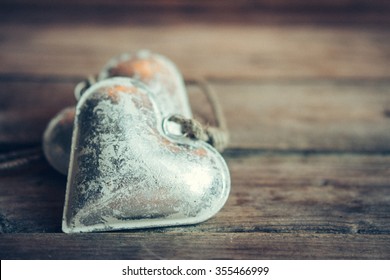 Heart Ornament On Rustic Background