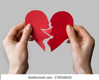 Heart paper broken. Divorce and breakup concept.