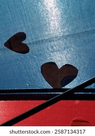 heart pattern on translucent umbrella fabric 