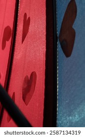 heart pattern on translucent umbrella fabric 