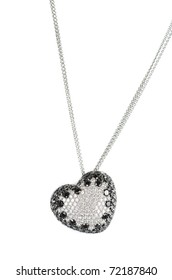 Heart Pendant Of White Gold And Black And White Diamond