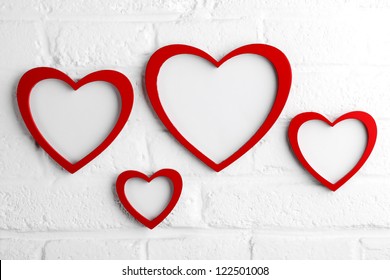 Heart Picture Frame On White Wall,valentine Concept.