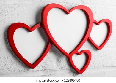 Heart Picture Frame On White Wall,valentine Decoration.