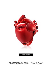 Heart Protection Medical Concept,Heart Shape Made From Boxing Glove,fight For Life,isolated On White With Clipping Path