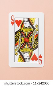 Heart Queen Of Playing Card On White Background