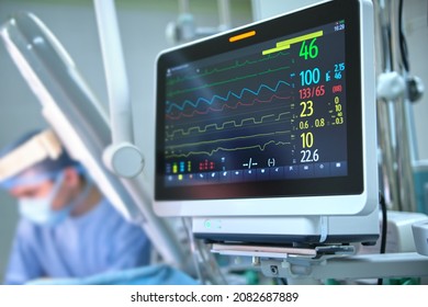 Heart rate and patient condition control monitor in hospital theater room during surgery operation - Powered by Shutterstock