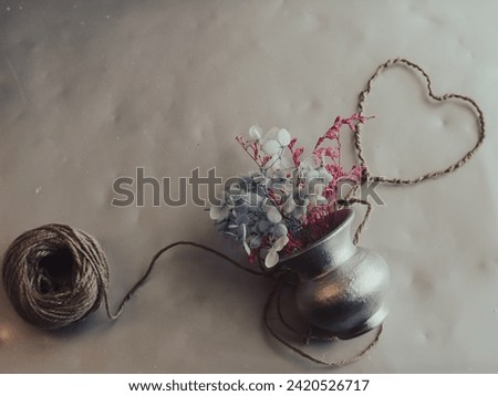 Heart rope with dried flowers for crafts